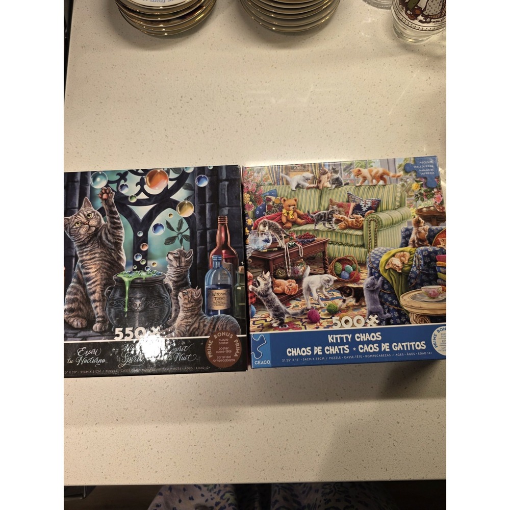 Caeco CATS Puzzles Lot of 2 Night Spirit & Kitty Chaos 550-500 Pcs. Complete - Picture 15 of 15